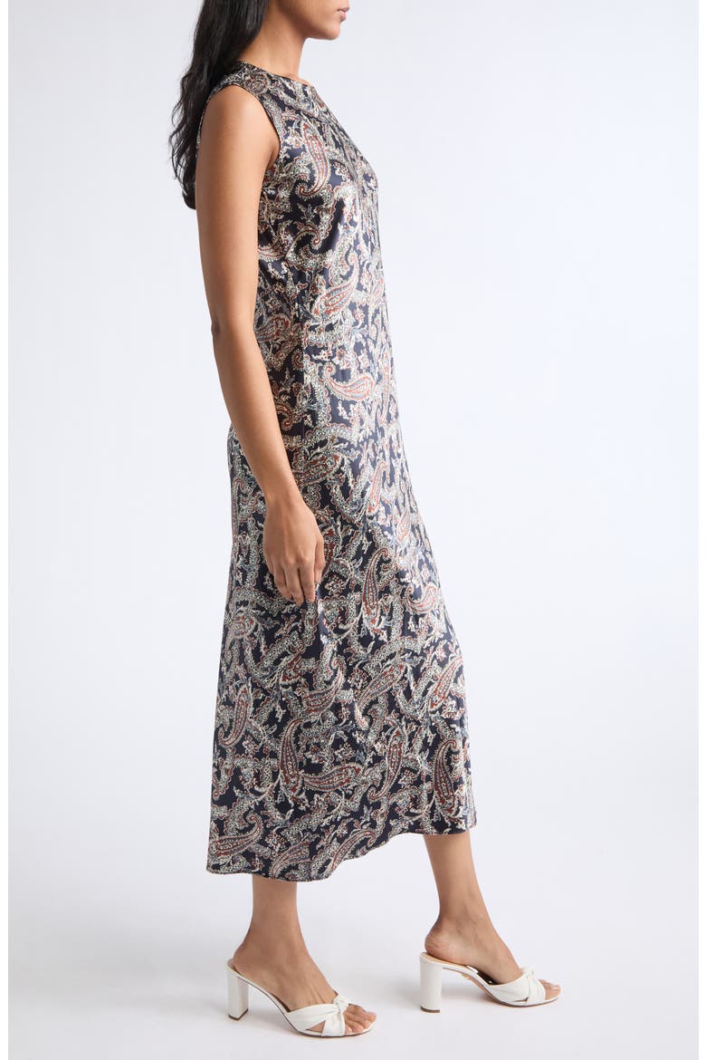 Gemma Silk Blend Midi Dress, Alternate, color, NAVY MULTI
