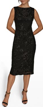 Donna Karan New York Sequin Mesh Midi Dress