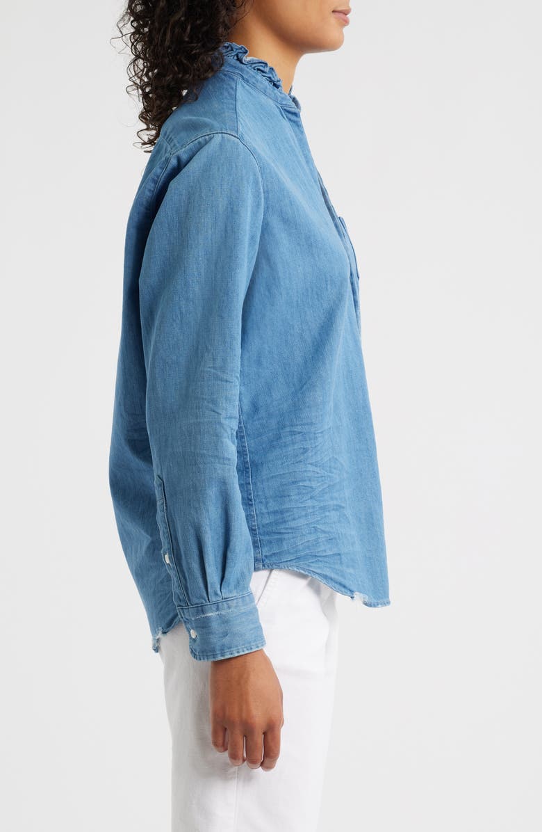 Frank & Eileen Ruffle Collar Relaxed Button Up Shirt, Alternate, color, Vintage Stonewashed Indigo