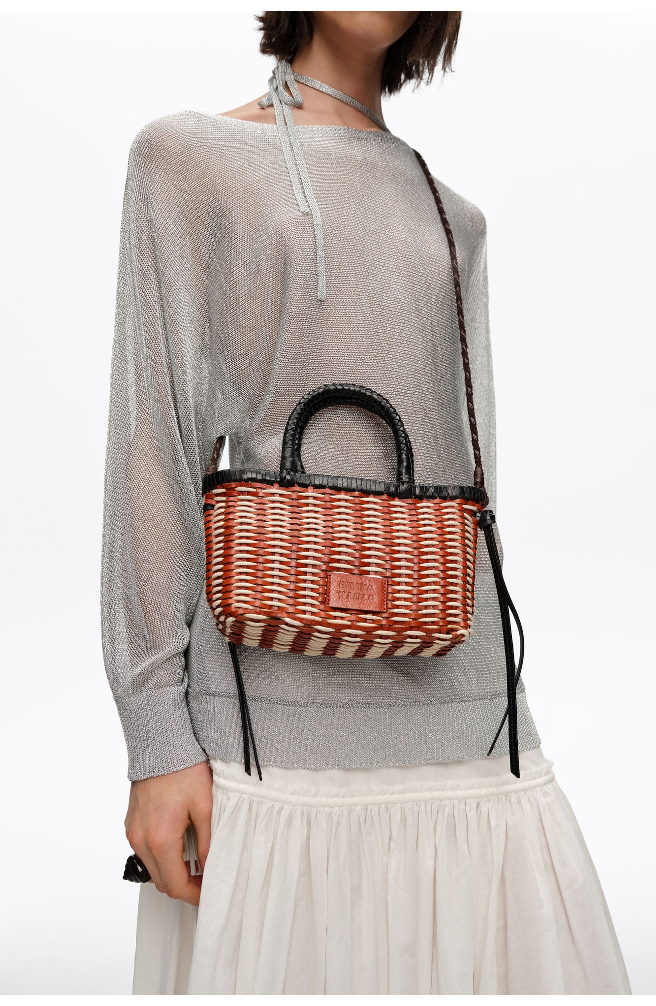 Plaited Leather XS Bag, Alternate, color, TAN