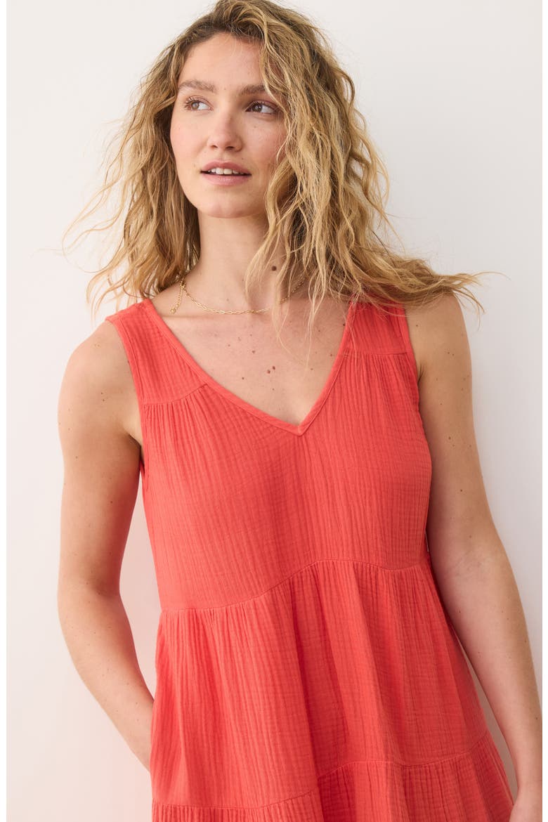 Corinne Sleeveless Double Cloth Cotton Maxi Dress, Alternate, color, HIBISCUS