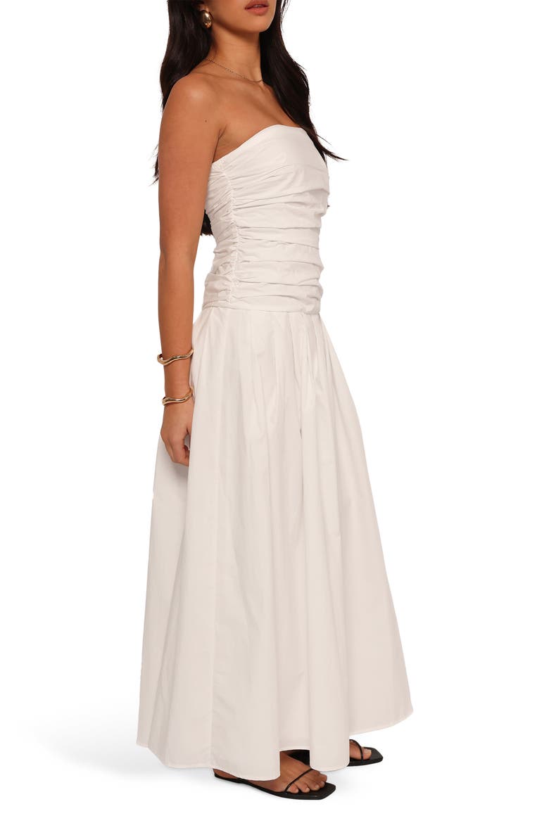 Nell Strapless Cotton Maxi Dress, Alternate, color, WHITE