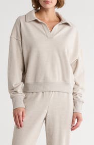 90 DEGREE BY REFLEX French Terry Chill Mode Polo Sweatshirt