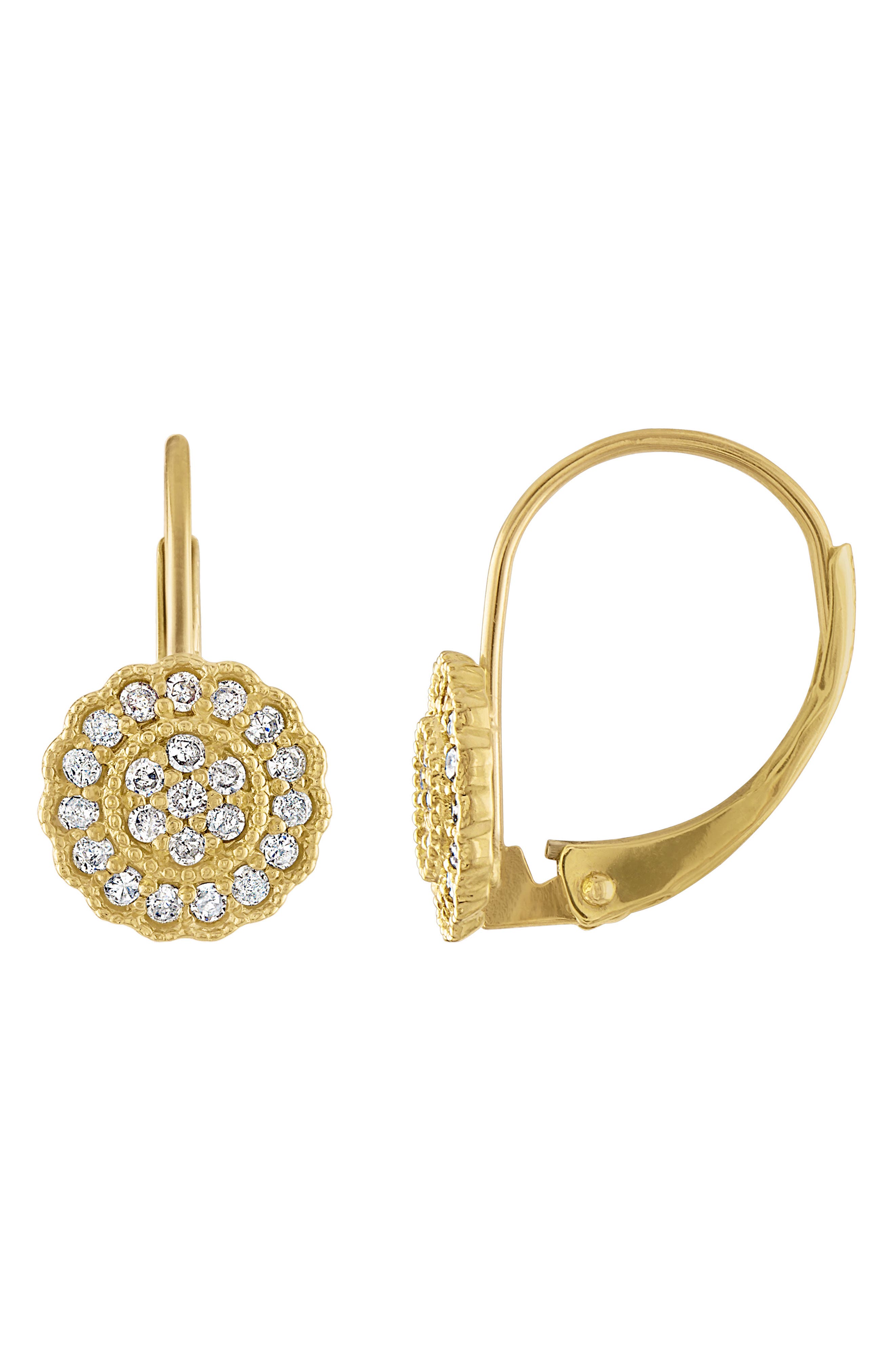 FZN 10k Gold Diamond Drop Earrings