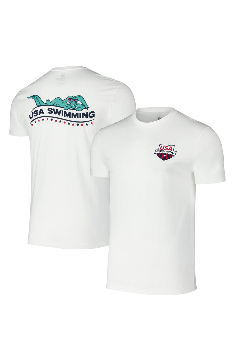 FLOMOTION Unisex Flomotion White USA Swimming Later Gator T-Shirt, Alternate, color, White