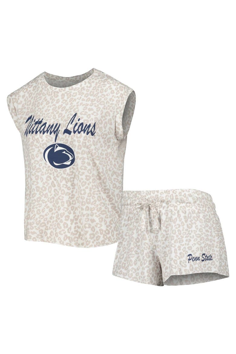 Women's Concepts Sport  Cream Penn State Nittany Lions Montana T-Shirt & Shorts Sleep Set, Main, color, Cream
