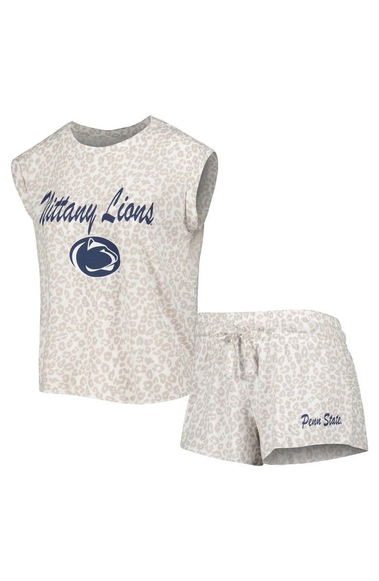 CONCEPTS SPORT Women's Concepts Sport Cream Penn State Nittany Lions Montana T-Shirt & Shorts Sleep Set, Main, color, Cream