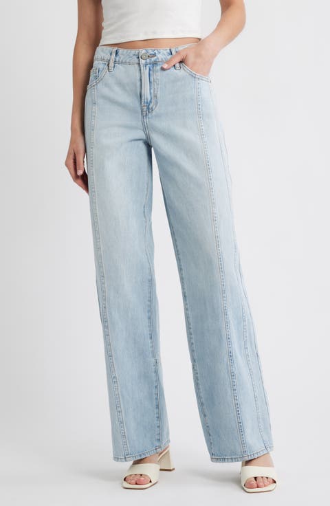 High Waist Seamed Wide Leg Jeans