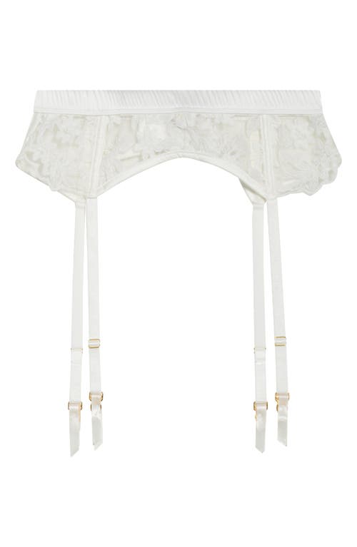 Kilo Brava Embroidered Mesh Garter Belt In White