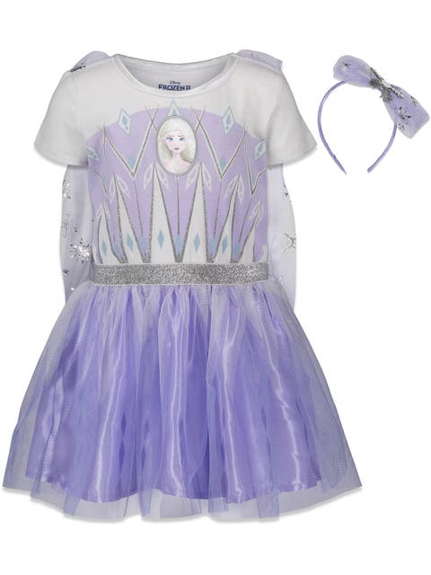 Frozen Cosplay Short Sleeve Dress & Headband Set