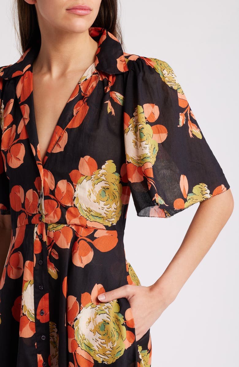 THE GREAT. The Bridge Floral Print Dress, Alternate, color, Cabbage Rose Print