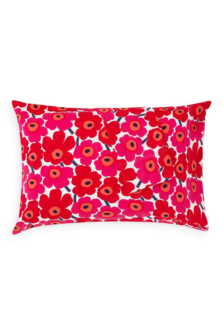 Mini Unikko 200 Thread Count Dark Red Pillowcases, Alternate, color, DARK RED