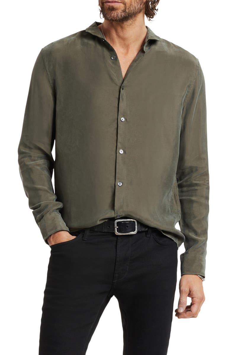 John Varvatos Slim Fit Cupro Blend Button-Up Shirt, Main, color,