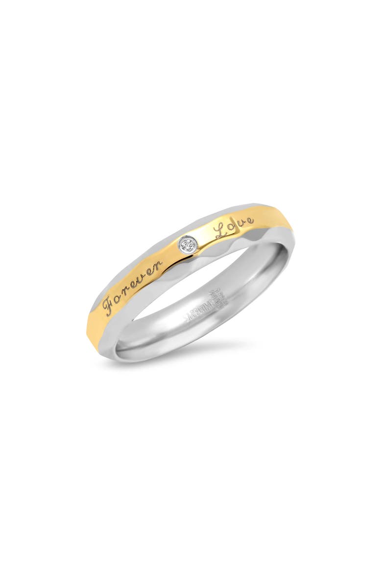 Simulated Diamond Two-Tone Ring, Main, color, SILVER/GOLD