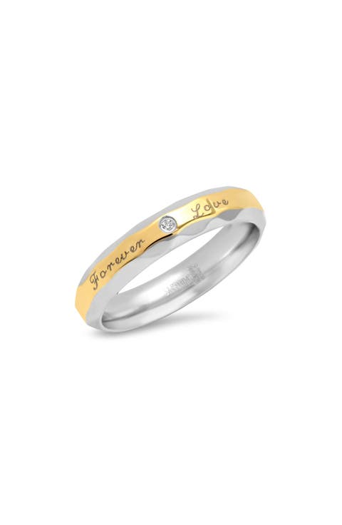 Simulated Diamond Two-Tone Ring