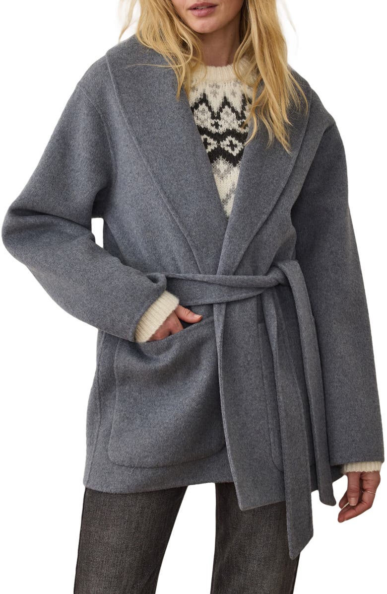 Marine Layer Colette Belted Wool Blend Jacket, Main, color, Medium Grey Heather