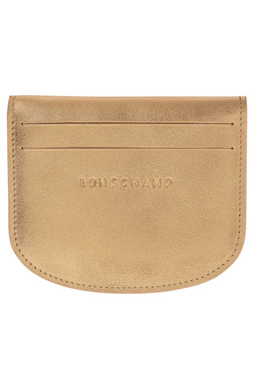 Longchamp Le Pliage Xtra Gold Leather Flap Card Case In Gold