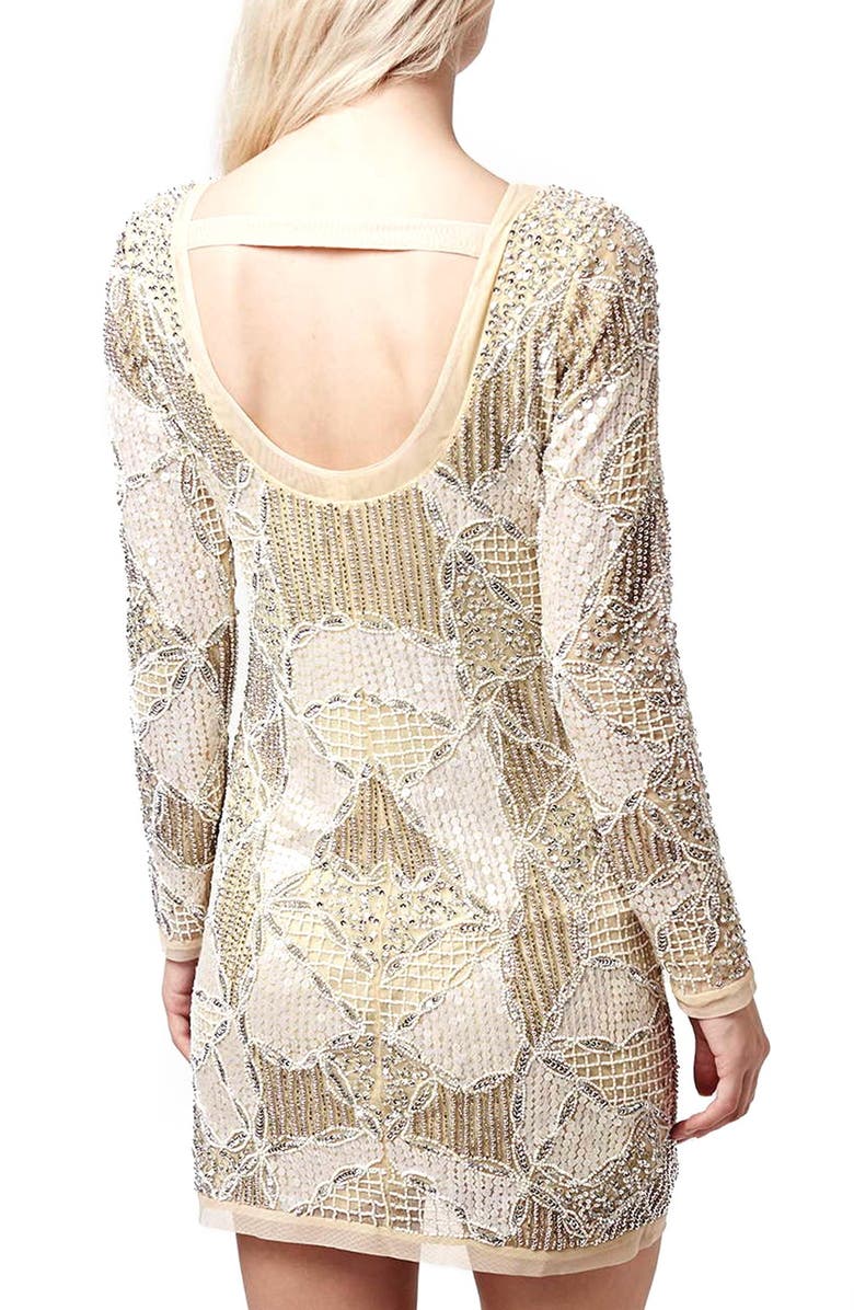 Topshop 'Gigi' Embellished Body-Con Dress, Alternate, color, 