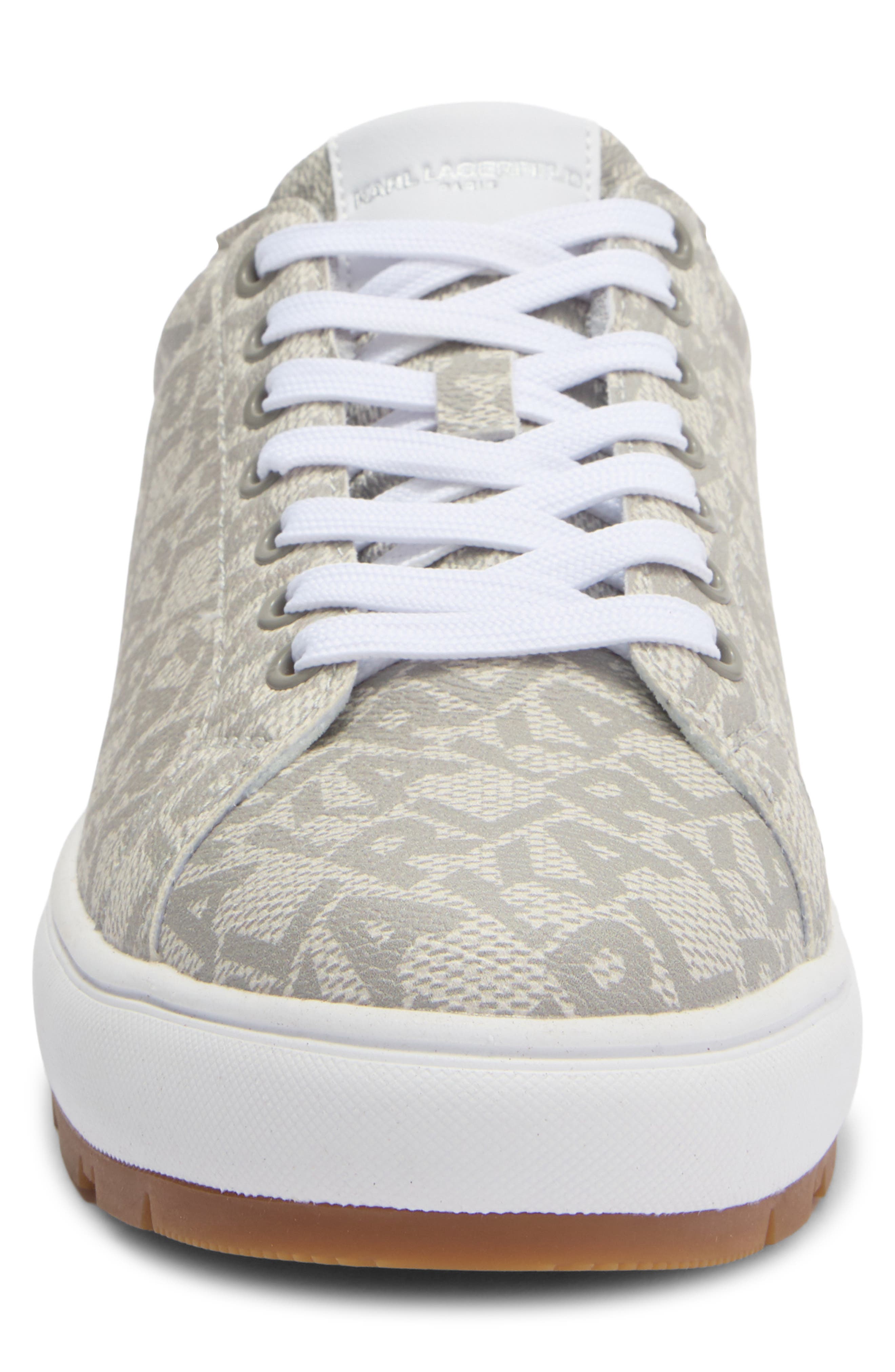 KARL LAGERFELD PARIS Allover Logo Sneaker, Alternate, color, Grey/ White