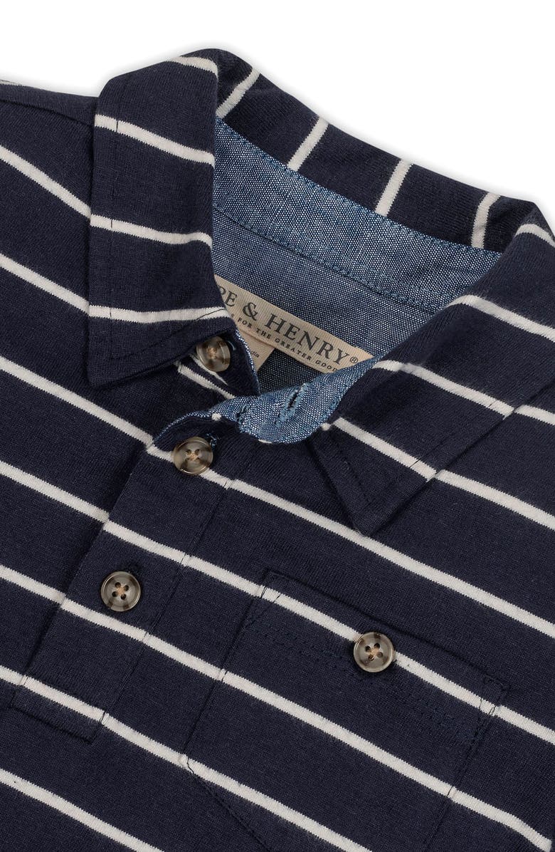 Hope & Henry Kids' Organic Short Sleeve Jersey Polo, Alternate, color, Navy Breton Stripe