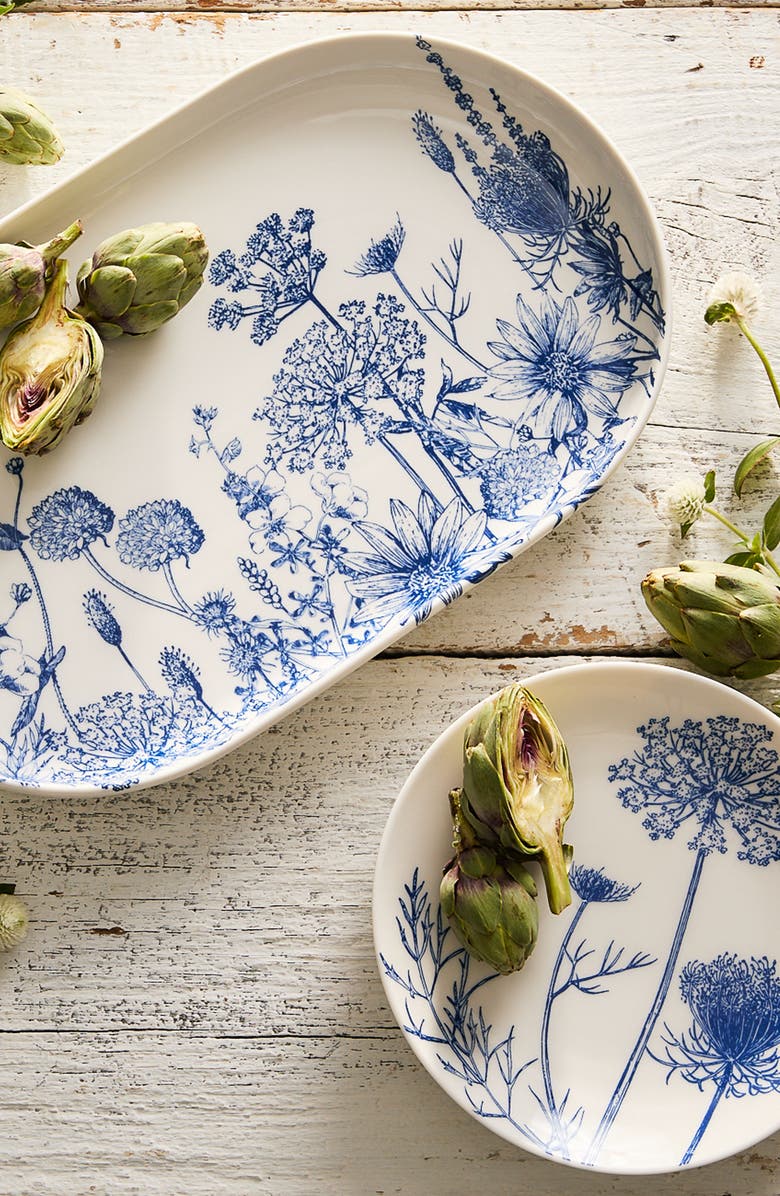 Caskata Summer Blues Coupe Salad Plate - Porcelain - Set 4, Alternate, color, Blue