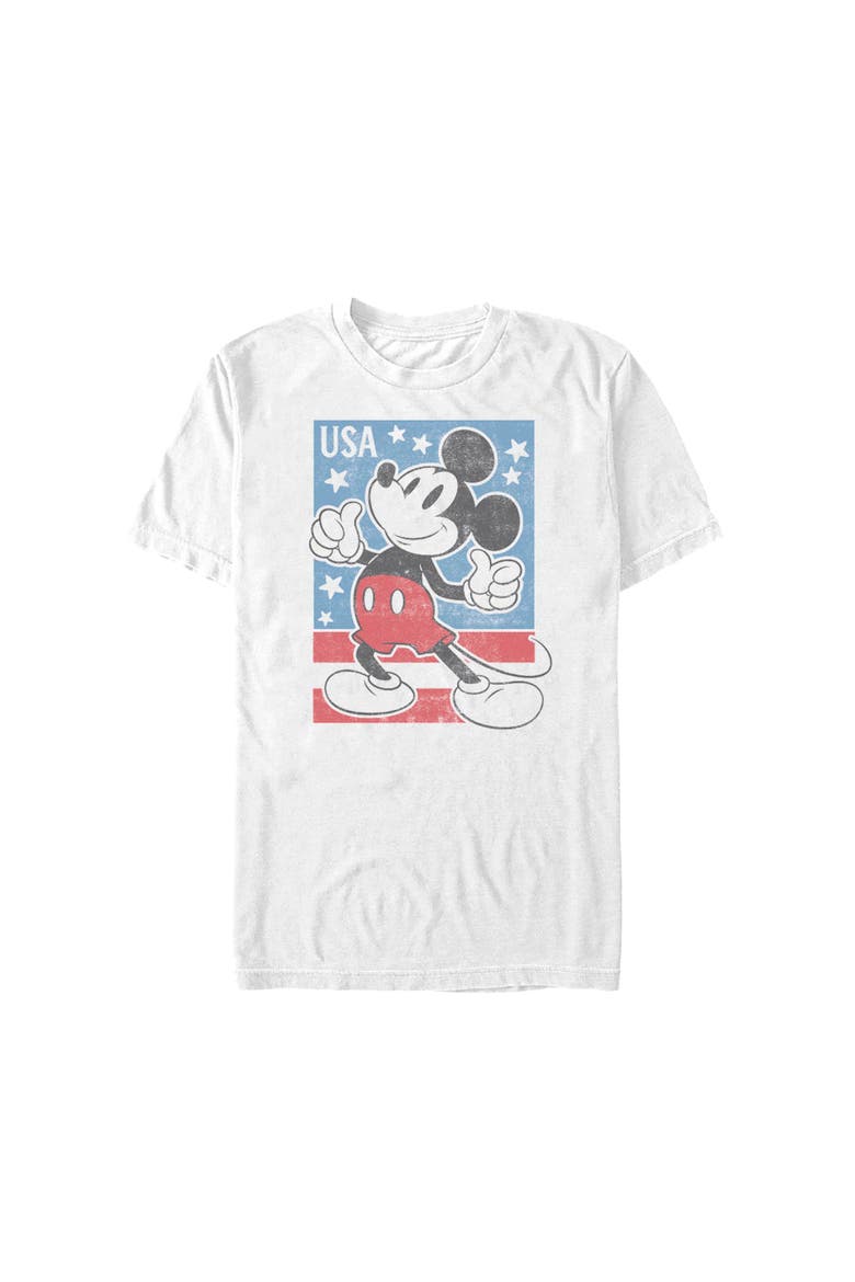 Men's Mickey & Friends American Stamp  Graphic T-Shirt, Alternate, color, White