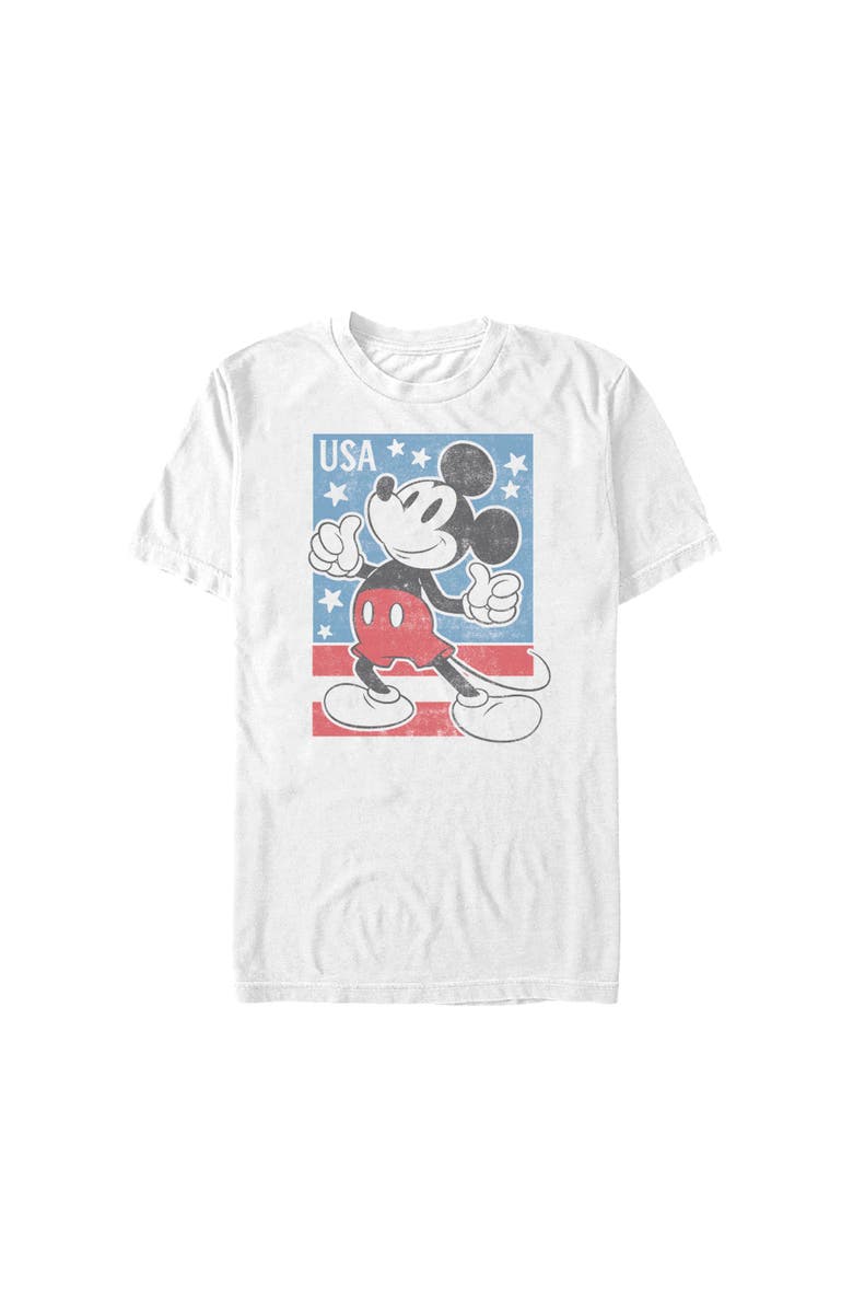 Mickey & Friends Men's Mickey & Friends American Stamp Graphic T-Shirt, Alternate, color, White