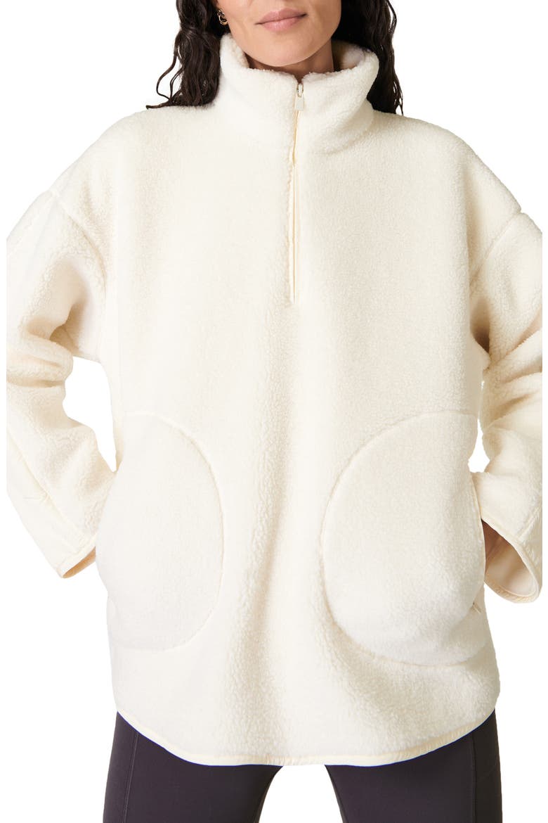 Oversize Fleece Half Zip Top, Main, color, STUDIO WHI