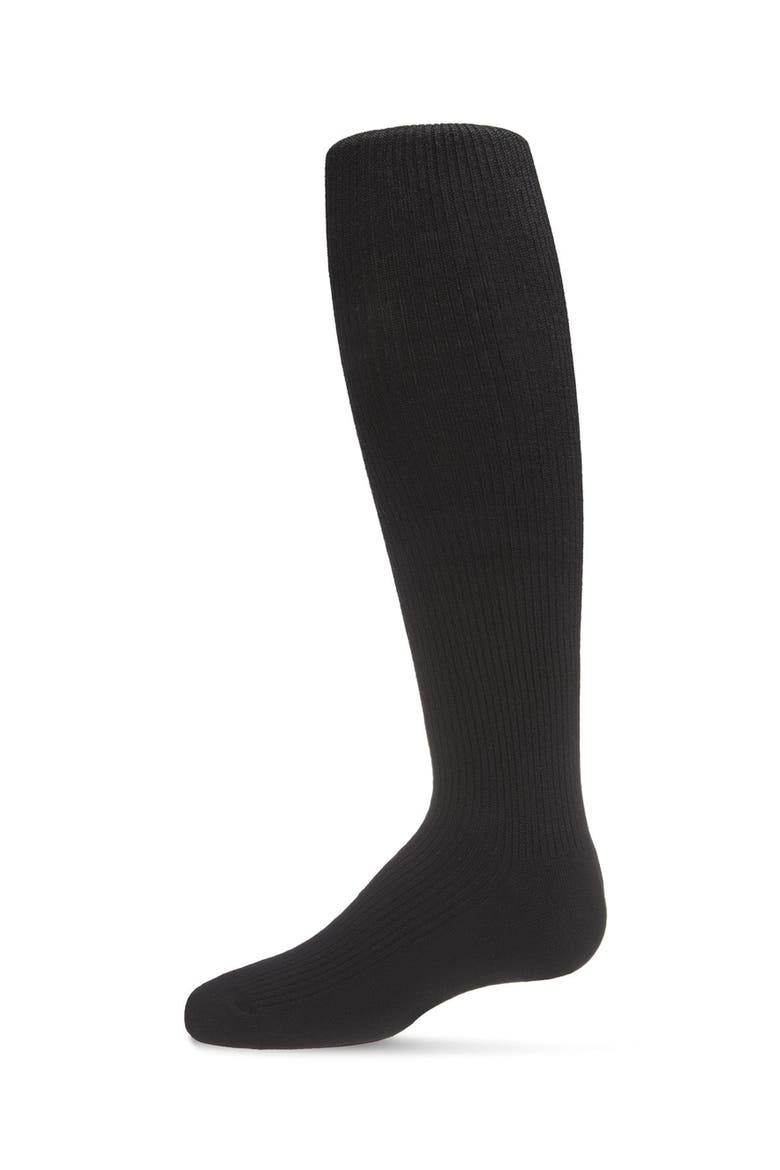 Thin Ribbed Basic Non-Binding Tights, Main, color, Black