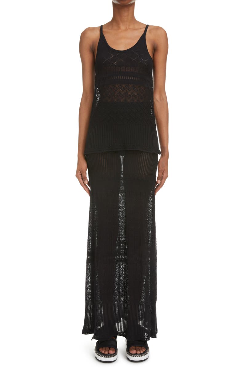 Chloé Wool, Silk & Cashmere Pointelle Tank, Alternate, color, Black