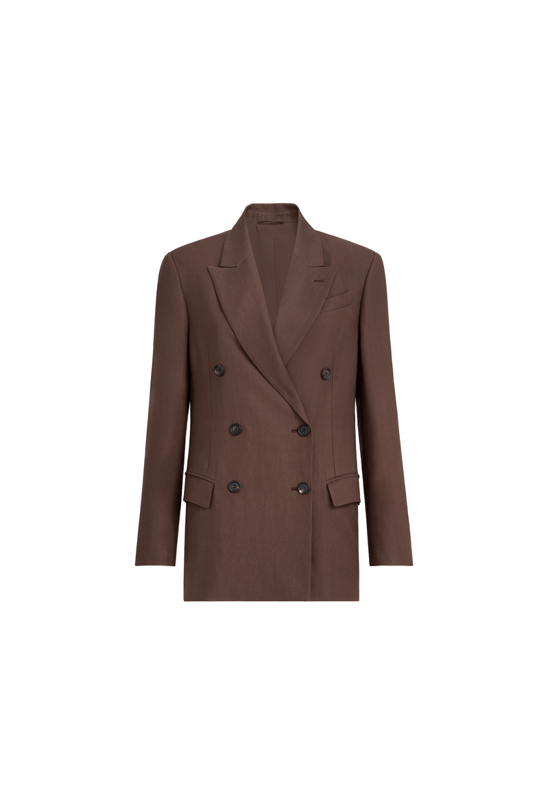 Fluid twill blazer, Alternate, color, Cocoa