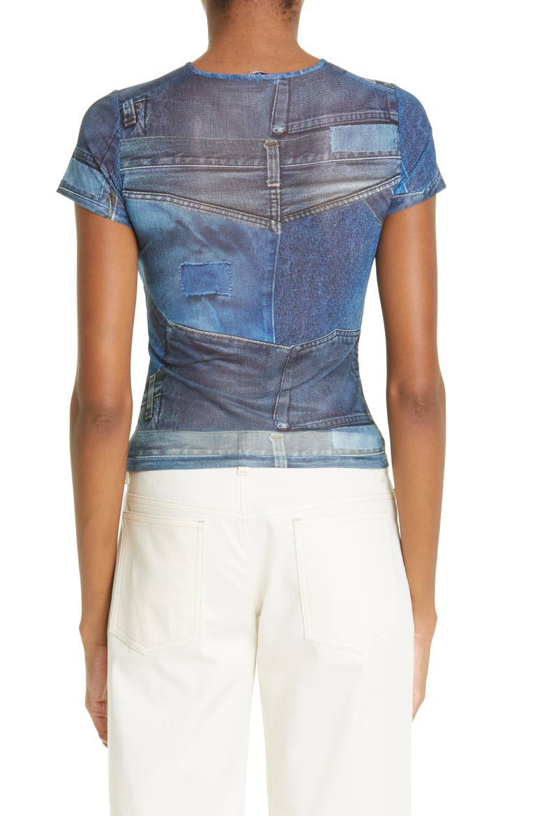 Trompe l'Oeil Mesh Baby Tee, Alternate, color, DENIM