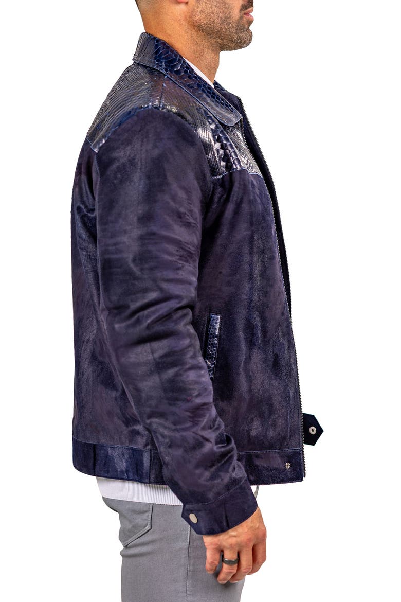 Leather Jacket, Alternate, color, BLACK/ BLUE