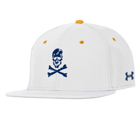 Men's Under Armour  White Navy Midshipmen Jolly Rogers Alternate Baseball Fitted Hat