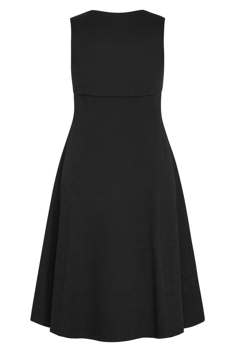 Maci Stretch Ponte Fit & Flare Midi Dress, Alternate, color, BLACK