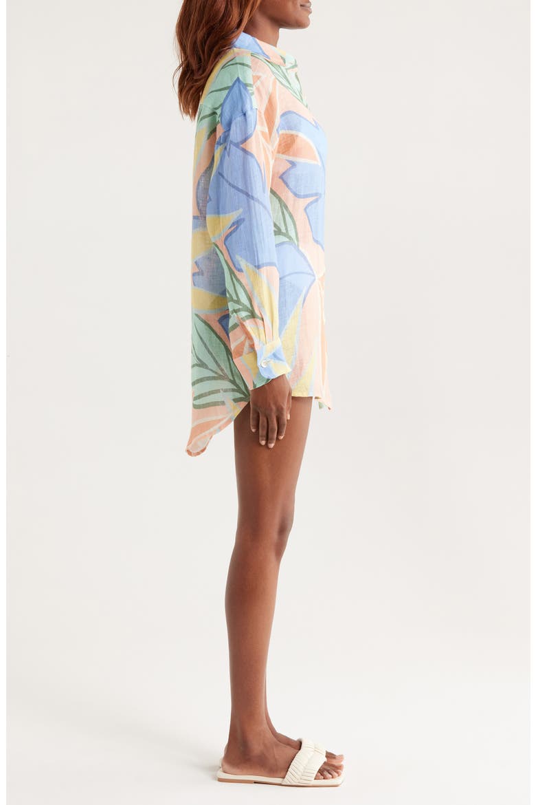 Playa Oversize Linen Cover-Up Shirt, Alternate, color, RTJ