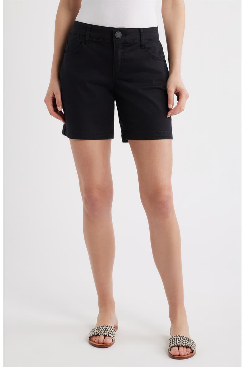 Mid Length Stretch Twill Shorts, Main, color, BLACK
