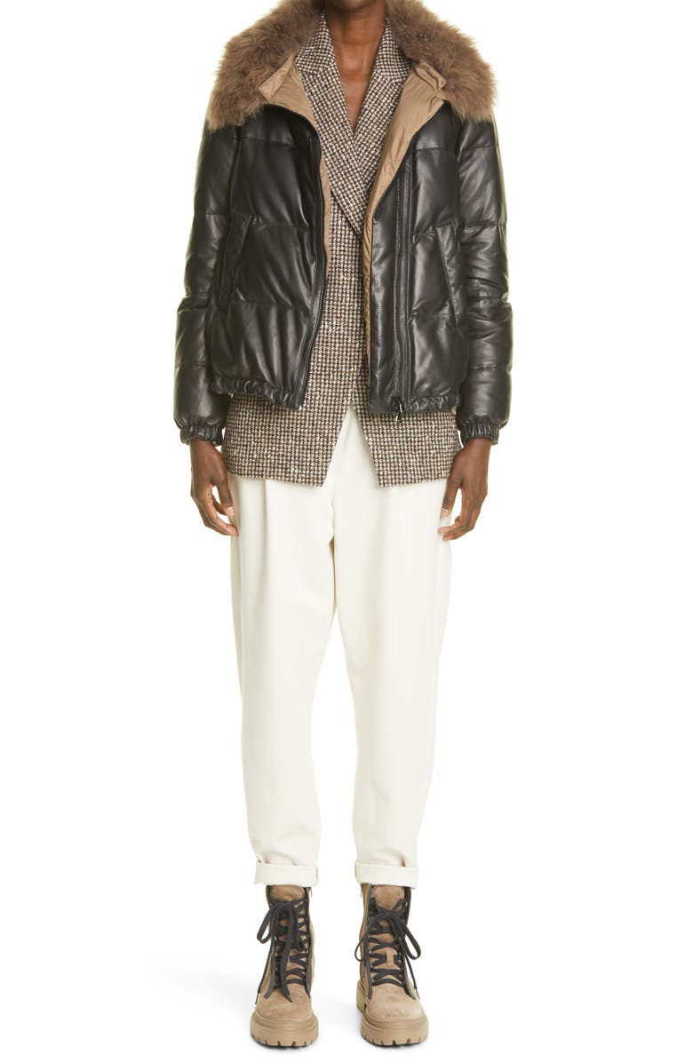 Brunello Cucinelli Couture Cotton Blend Interlock Pants, Main, color, 