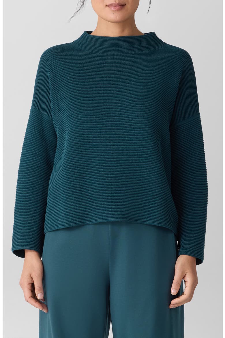 Funnel Neck Organic Cotton Blend Sweater, Main, color, ALPINE