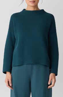 Eileen Fisher Funnel Neck Organic Cotton Blend Sweater