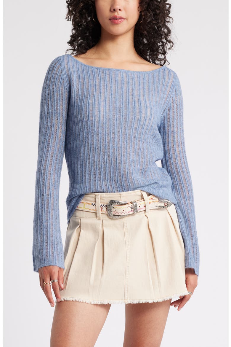 Ladder Stitch Sweater, Main, color, BLUE INDIGO