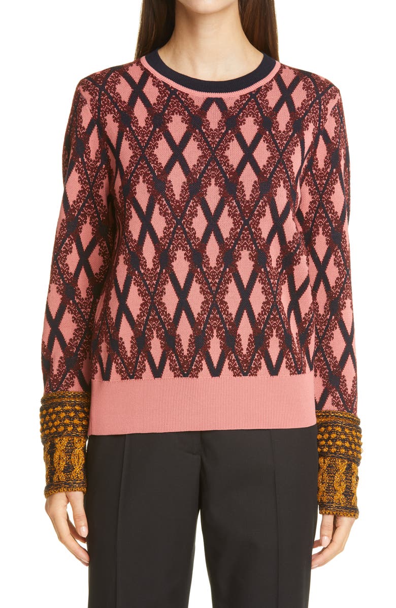 Dries Van Noten Madrid Metallic Merino Wool Blend Sweater, Main, color, 