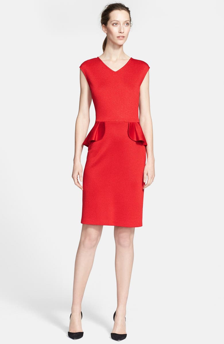 St. John Collection Shimmer Milano Knit Peplum Dress, Main, color,