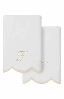 Adornia Scalloped Set of 2 Initial Washcloths