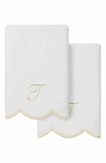Adornia Scalloped Set of 2 Initial Washcloths