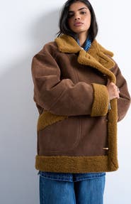 Topshop Oversize Faux Shearling Car Coat