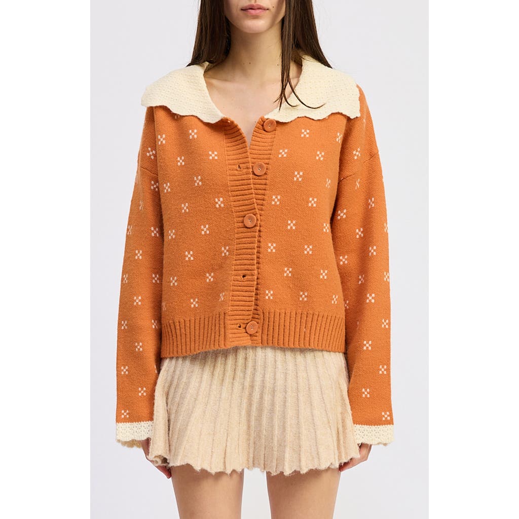 JACQUIE THE LABEL Georgia Contrast Collar Cardigan in Pumpkin  product