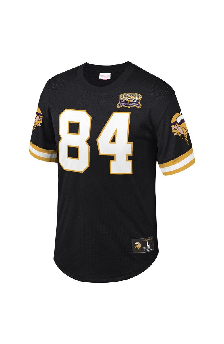 Mitchell & Ness Men's Mitchell & Ness Randy Moss Black Minnesota Vikings Retired Player Name & Number Mesh Top, Alternate, color,