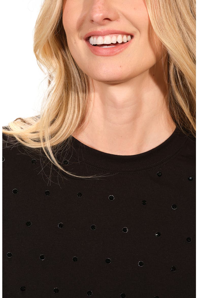 Rhinestone Stretch Cotton T-Shirt, Alternate, color, BLACK