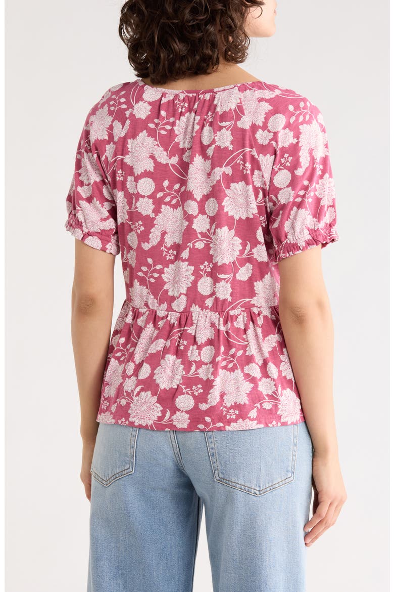 Short Sleeve Pintuck Trim Top, Alternate, color, BERRY MULTI